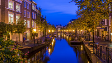 Картинка leiden netherlands города -+огни+ночного+города