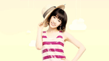 обоя музыка, girls generation , snsd, девушка, шатенка, певица, шляпа, платье