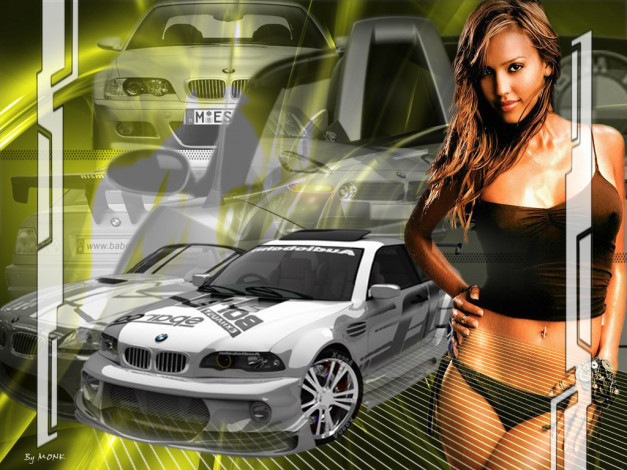 Обои картинки фото alba, and, bmw, автомобили, авто, девушками