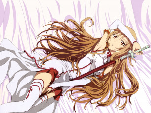 Картинка аниме sword art online юуки асуна мастера меча онлайн меч оружие длинные волосы yuuki asuna sao