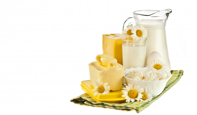 Обои картинки фото еда, сырные, изделия, ромашки, молоко, сыр
