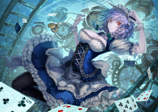 Обои картинки фото аниме, touhou, сакуя, изаё