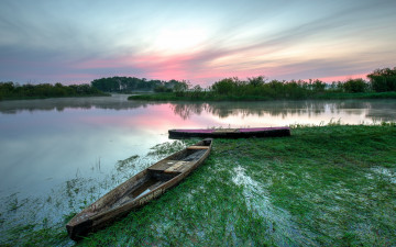Картинка корабли лодки +шлюпки лето рассвет утро озеро бебжанский национальный парк польша