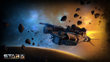 Картинка видео+игры star+conflict полет космический корабль метеориты вселенная
