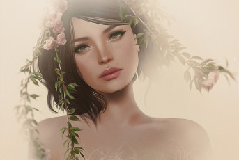 Картинка рисованное люди девушка портрет цветы лицо