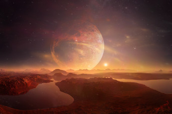 Картинка 3д+графика атмосфера настроение+ atmosphere+ +mood+ планета поверхность вселенная