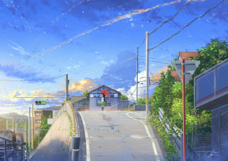 Картинка аниме город +улицы +здания niko p