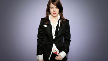 обоя девушки, ellen page, шатенка, костюм