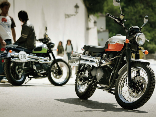 Обои картинки фото triumph, scrambler, 2008, мотоциклы