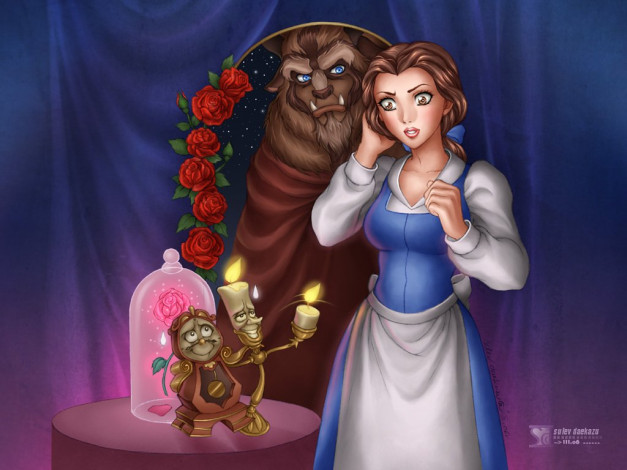 Обои картинки фото мультфильмы, beauty, and, the, beast