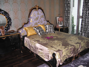 Картинка интерьер спальня подушки кровать