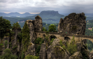 Картинка национальный парк саксонская швейцария германия природа пейзажи саксония горы мост