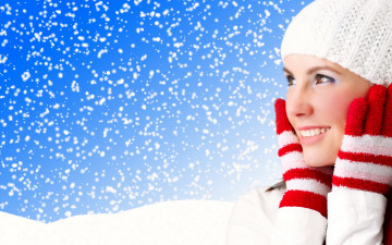 обоя -Unsort Снегурочки, девушки, unsort, снегурочки, снег, перчатки