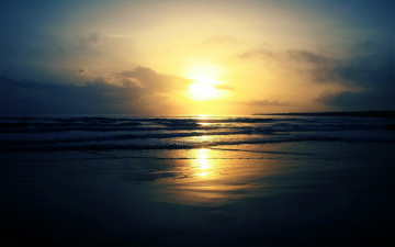 Картинка beach when it`s blue природа восходы закаты красота океан закат простор