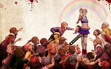 обоя lollipop, chainsaw, видео, игры, зомби, девушка, juliet, starling, бензопила