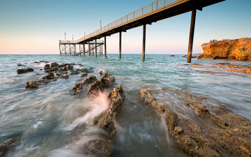Картинка природа побережье море мост лето пейзаж
