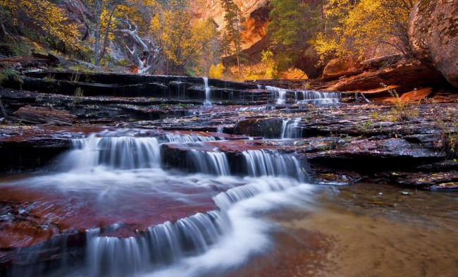 Обои картинки фото autumn, природа, водопады, каскад, водопад, река