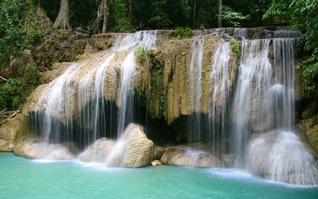 Обои картинки фото природа, водопады, лес, вода