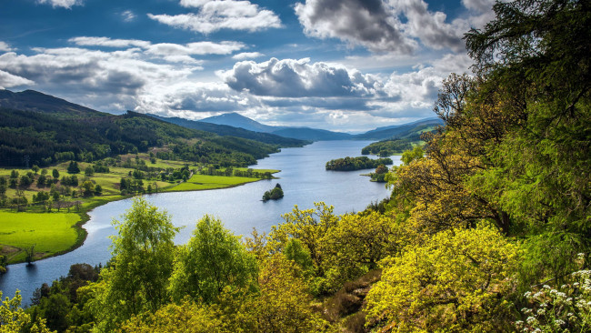 Обои картинки фото loch tummel, scotland, природа, реки, озера, панорама