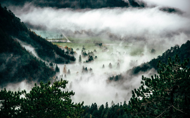 Обои картинки фото природа, горы, туман