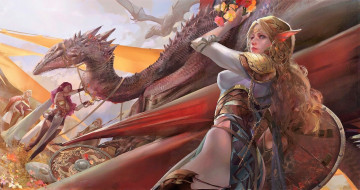 Картинка фэнтези красавицы+и+чудовища девушки драконы