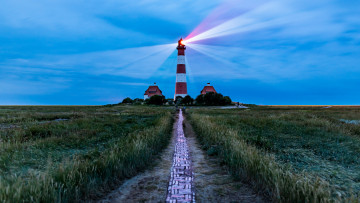 Картинка lighthouse+westerheversand germany природа маяки lighthouse westerheversand