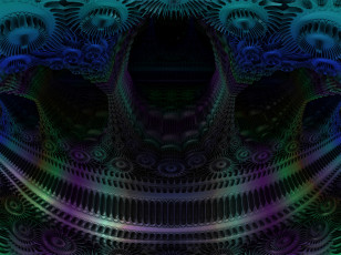Картинка 3д графика fractal фракталы синий зелёный