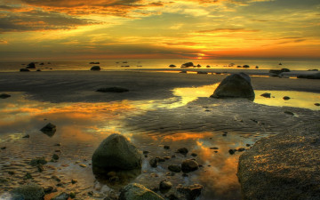 Картинка природа восходы закаты камни море берег