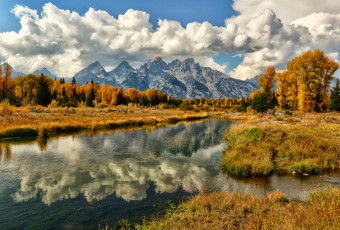 Картинка grand teton national park природа реки озера речка горы отражение пейзаж осень