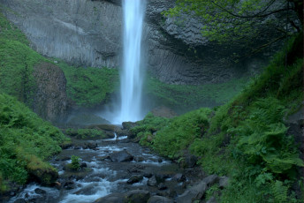 Картинка природа водопады мох камни поток