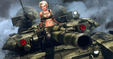 Картинка фэнтези девушки танк