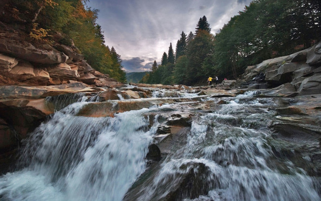 Обои картинки фото природа, водопады, ивано-франковская, область, украина, водопад, на, реке, прут