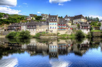 Картинка франция лимузен аржанта города пейзажи река дома кусты пейзаж