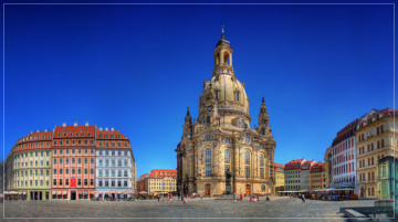 обоя frauenkirche, dresden, города, дрезден, германия, площадь, город, собор, памятник, здания