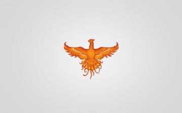 Картинка рисованные минимализм красная птица феникс phoenix светлый фон fenix