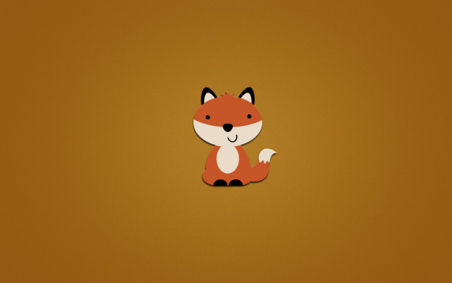 Обои картинки фото рисованные, минимализм, лиса, fox, оранжевый, фон, хвост, улыбка, животное, сидит, лисица