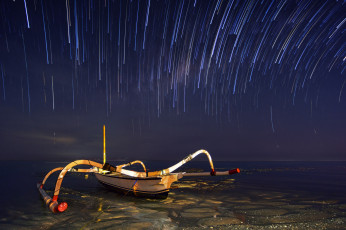 Картинка корабли лодки +шлюпки балансиры каноэ звездопад ночь