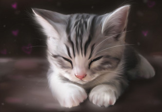 Картинка рисованное животные +коты котёнок