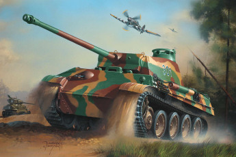 Картинка рисованное армия art army panther tank painting war drawing sherman ww2 hawker tempest geman panzer