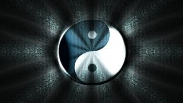 обоя 3д графика, инь-Янь , yin yang, фон, лепестки