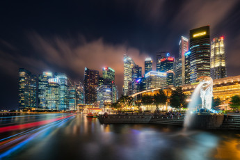 обоя singapore, города, сингапур , сингапур, панорама, огни, ночь