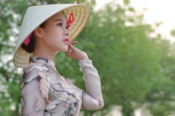 Картинка девушки -unsort+ азиатки модель девушка брюнетка профиль макияж шляпа азиатка