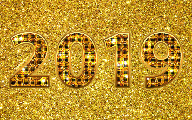 Обои картинки фото праздничные, - разное , новый год, концепции, блеск, 2019, год, креативный, золотые, цифры, c, новым, годом, праздники, золотой, фон