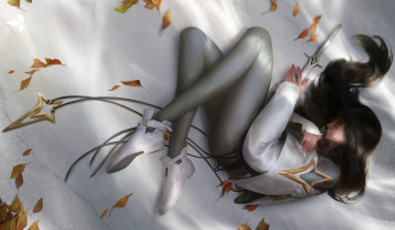Картинка аниме kill+la+kill девушка меч листья