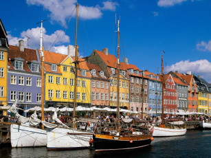 Картинка nyhavn copenhagen denmark корабли порты причалы