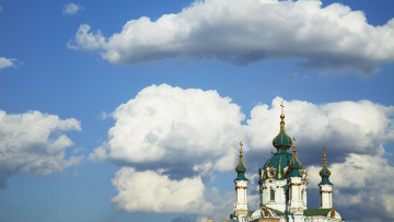 обоя города, киев, украина, купола, облака