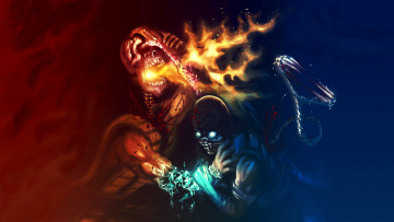 Картинка scorpion vs sub zero видео игры mortal kombat 2011