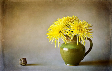 Картинка цветы хризантемы желтый ваза букет