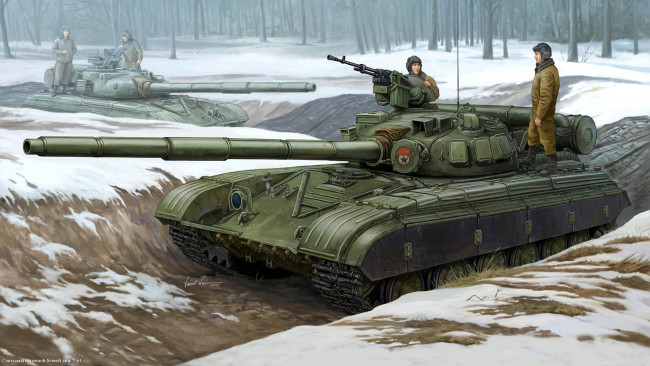 Обои картинки фото рисованные, армия, т-64, советский, танк, ссср