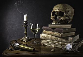 Картинка разное кости рентген свечи книги череп